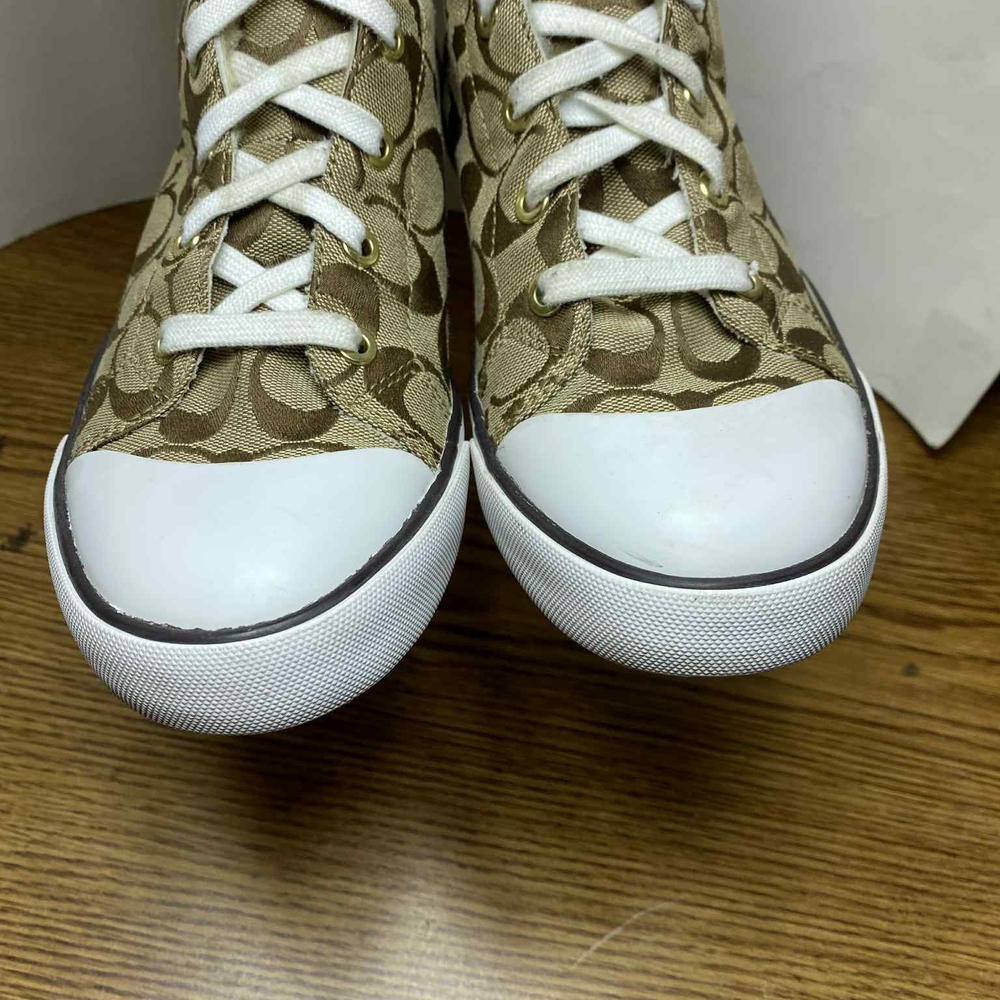 Coach Women's Bonney Sherling Brown and Tan High Top Signature Sneakers Size 10B - Picture 6 of 12